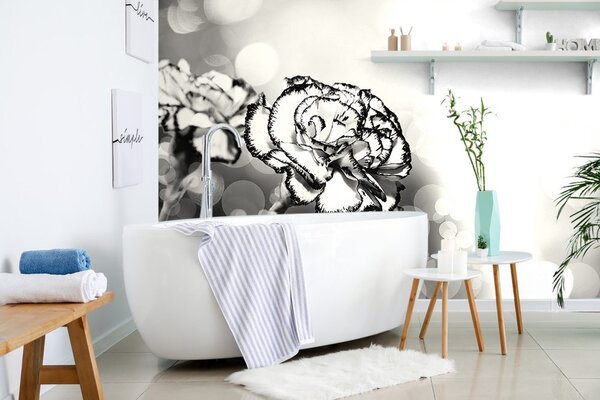 Tapet garoafă în design alb-negru