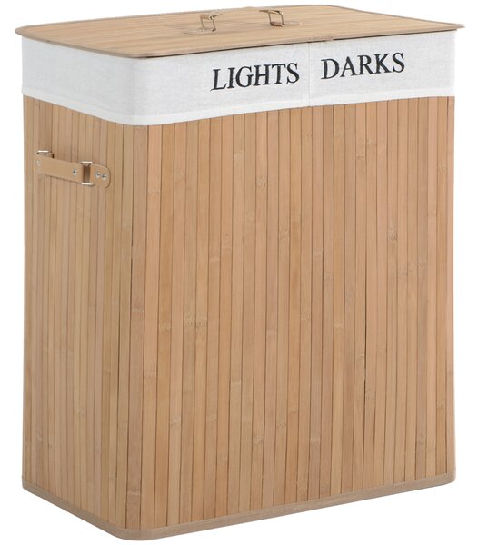 Cos de rufe HOMCOM din bambus cu capac, natural, 52x32x63cm | Aosom RO