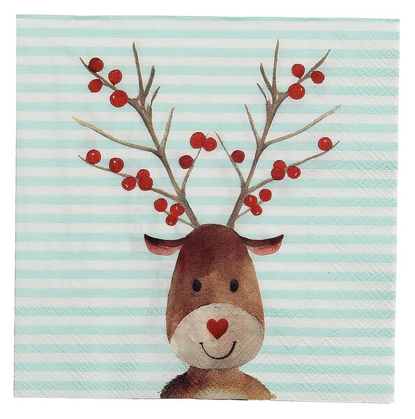 Șervețele de Crăciun Reindeer Stripes 20 szt