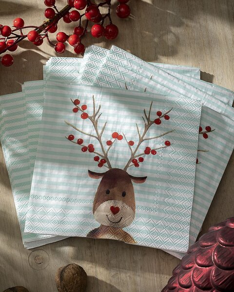 Șervețele de Crăciun Reindeer Stripes 20 szt
