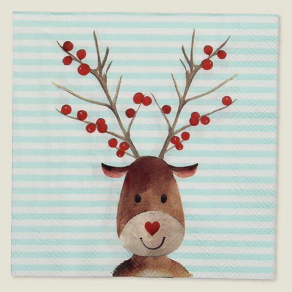Șervețele de Crăciun Reindeer Stripes 20 szt