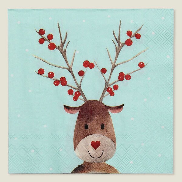 Șervețele de Crăciun Reindeer Dots 20 szt