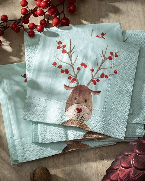 Șervețele de Crăciun Reindeer Dots 20 szt