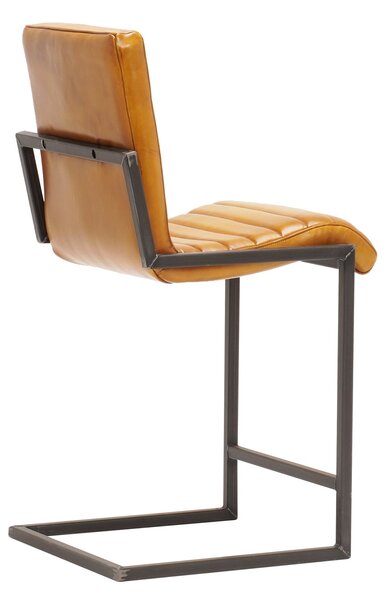 Scaun bar din piele Nomad Ribbed I DarkBrown