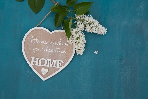 Fototapet inima cu citat - Home is where your heart is