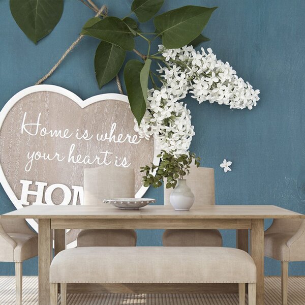 Fototapet inima cu citat - Home is where your heart is