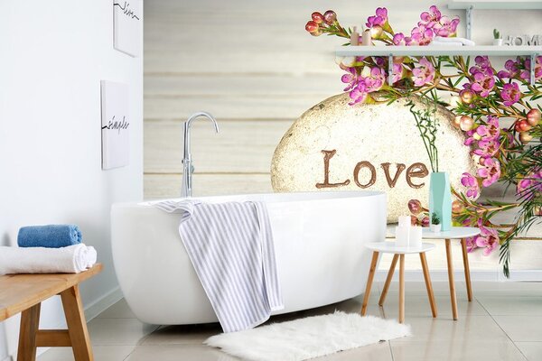 Fototapet cu inscripție pe piatră Love