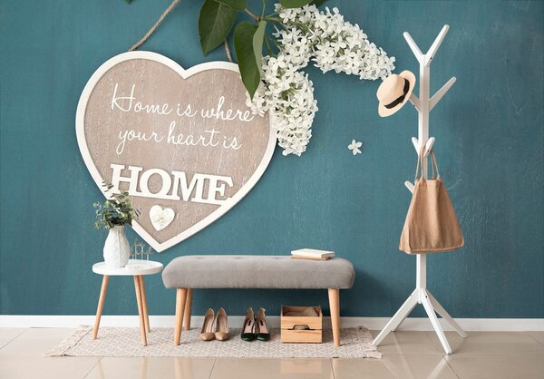 Fototapet inima cu citat - Home is where your heart is