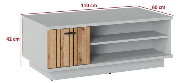 Masuta VERO, gri/stejar, PAL laminat, 100x60x42 cm