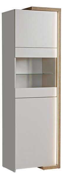 Vitrina DASAR, grej/stejar, PAL laminat/sticla, 64x40x203 cm