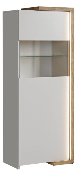 Vitrina DASAR, grej/stejar, PAL laminat/sticla, 64x40x163 cm