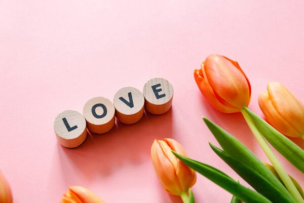 Fototapet cuburi cu inscripție Love