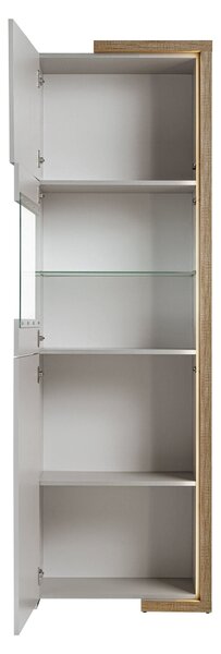 Vitrina DASAR, grej/stejar, PAL laminat/sticla, 64x40x203 cm