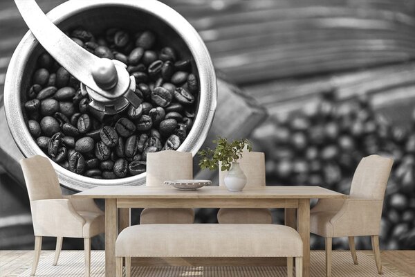 Fototapet mașină de măcinat cafea vintage în alb-negru