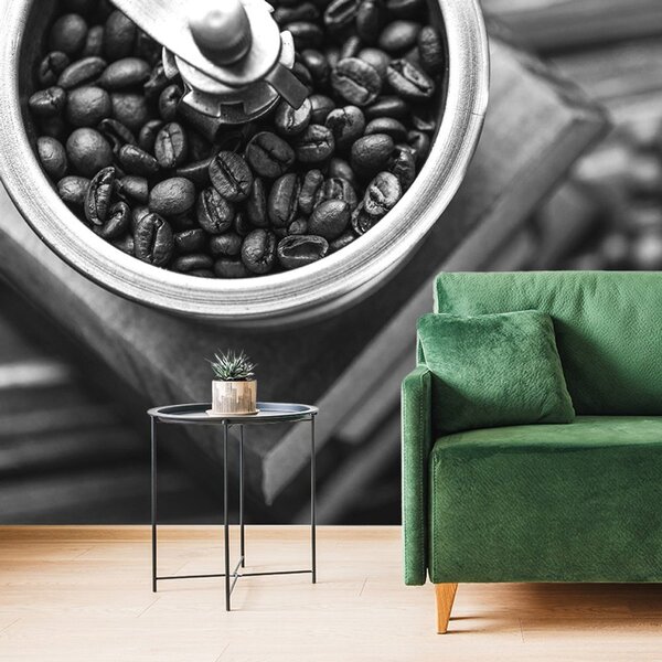 Fototapet mașină de măcinat cafea vintage în alb-negru