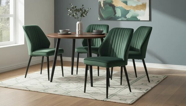 Scaun tapitat K432, verde inchis, stofa catifelata, 48x57x85 cm