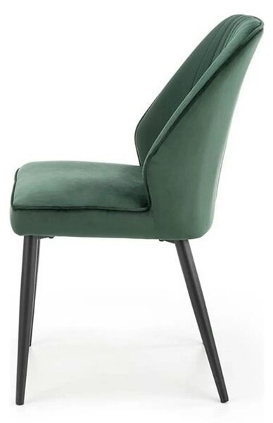 Scaun tapitat K432, verde inchis, stofa catifelata, 48x57x85 cm