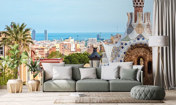 Fototapet vedere la Parcul Güell în Barcelona