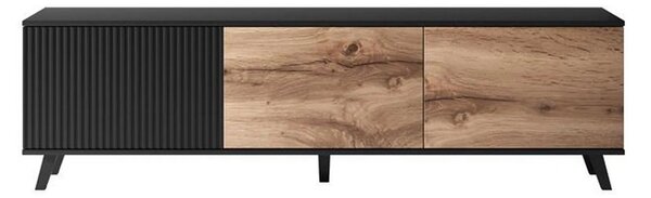 Comoda TV RANDOM, stejar wotan/negru, PAL furniruit, 180x40x52 cm