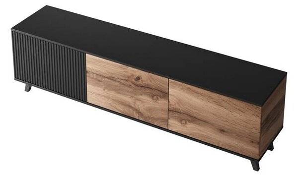 Comoda TV RANDOM, stejar wotan/negru, PAL furniruit, 180x40x52 cm