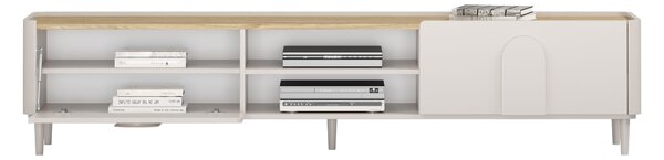 Comodă TV Amilio 220 cm cu sertar - cashmere / stejar uleiat / mânere cashmere