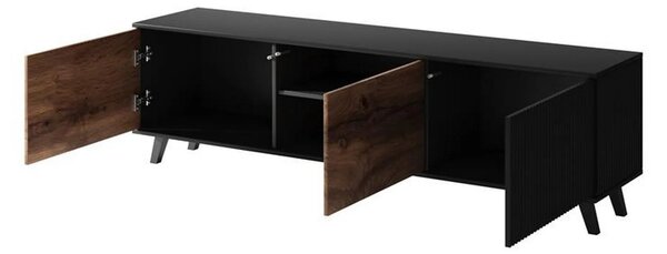 Comoda TV RANDOM, stejar wotan/negru, PAL furniruit, 180x40x52 cm