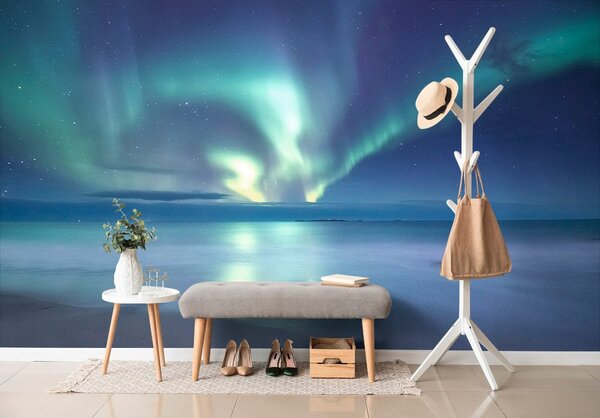 Fototapet aurora polară deasupra oceanului