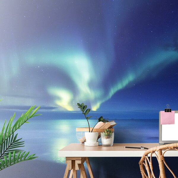 Fototapet aurora polară deasupra oceanului