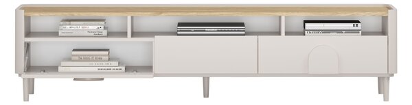 Comodă TV Amilio 200 cm cu sertare - cashmere / stejar uleiat / mânere cashmere