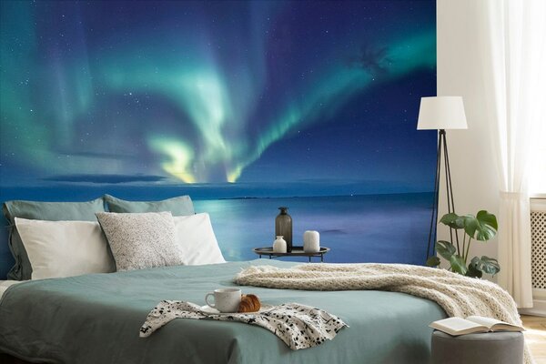 Fototapet aurora polară deasupra oceanului