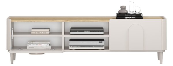Comodă TV Amilio 170 cm cu sertar - cashmere / stejar uleiat / mânere cashmere