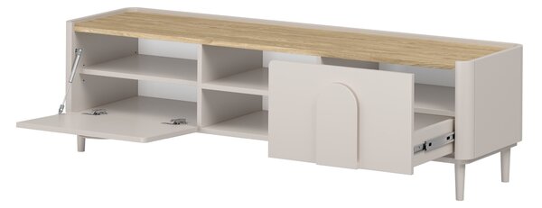 Comodă TV Amilio 170 cm cu sertar - cashmere / stejar uleiat / mânere cashmere