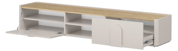 Comodă TV Amilio 220 cm cu sertar - cashmir / stejar uleiat / mânere cashmir