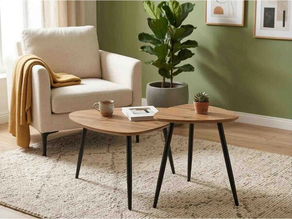 Set 2 masute cafea TWIN, stejar artisan/negru