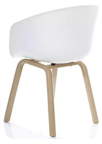 Scaun EGO, alb/stejar, plastic/metal, 56x42x80 cm