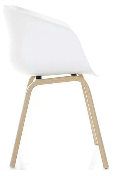 Scaun EGO, alb/stejar, plastic/metal, 56x42x80 cm