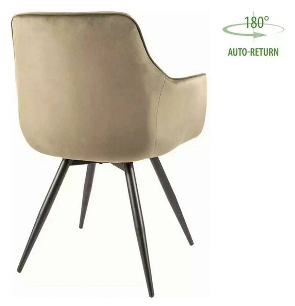 Scaun MANGO, verde maslin/negru, stofa catifelata/metal, 57x45x83 cm