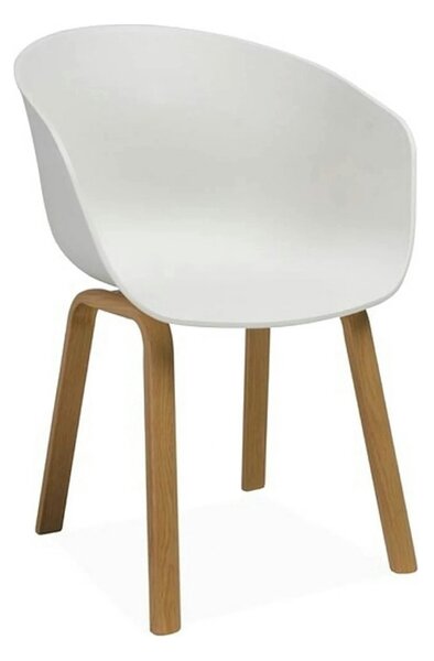Scaun EGO, alb/stejar, plastic/metal, 56x42x80 cm