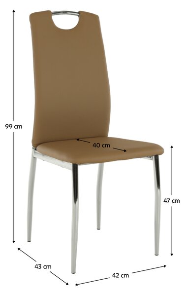 KONDELA Scaun dining, piele ecologică bej/crom, ERVINA