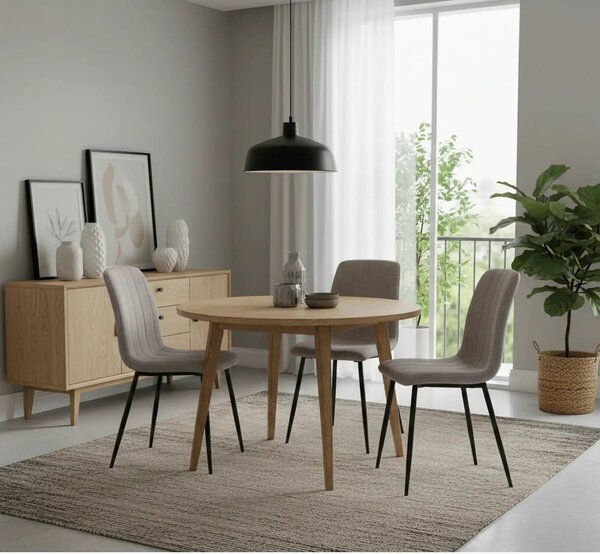 Scaun ALAN, bej inchis/negru mat, stofa clasica/metal, 45x39x91 cm