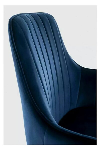 Scaun APPLE, albastru/negru, stofa catifelata - Bluvel 86/metal, 57x47