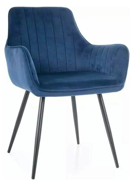 Scaun APPLE, albastru/negru, stofa catifelata - Bluvel 86/metal, 57x47