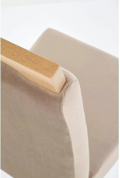 Scaun CLARION, maro/stejar, stofa catifelata/lemn, 42x58x97 cm