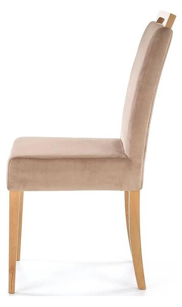 Scaun CLARION, maro/stejar, stofa catifelata/lemn, 42x58x97 cm