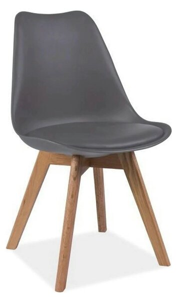 Scaun KRIS, gri/stejar, piele ecologica/lemn, 49x43x83 cm