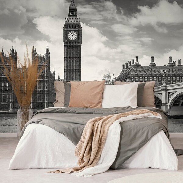 Fototapet Big Ben din Londra în alb-negru