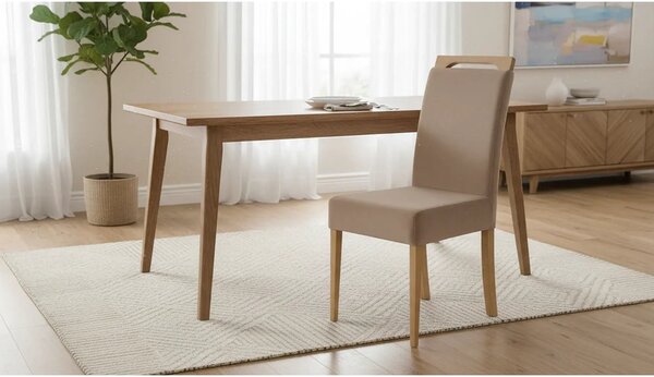Scaun CLARION, maro/stejar, stofa catifelata/lemn, 42x58x97 cm