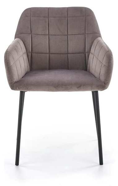 Scaun living K305, gri/negru, stofa catifelata/metal, 58x57x80 cm
