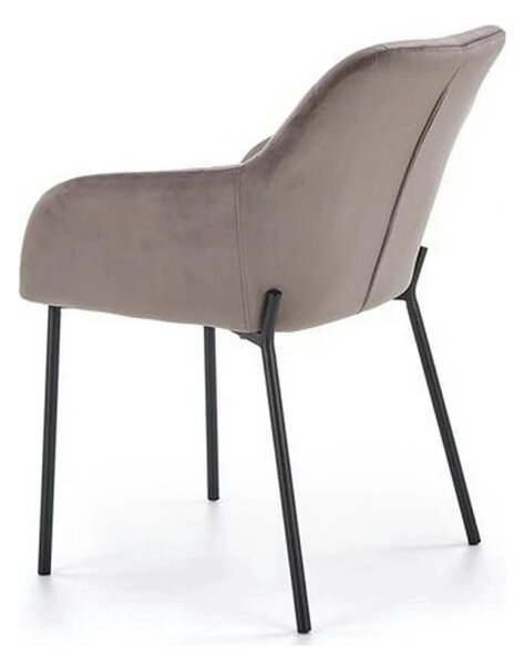Scaun living K305, gri/negru, stofa catifelata/metal, 58x57x80 cm
