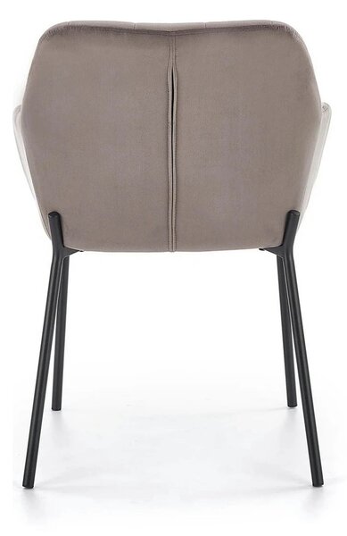Scaun living K305, gri/negru, stofa catifelata/metal, 58x57x80 cm